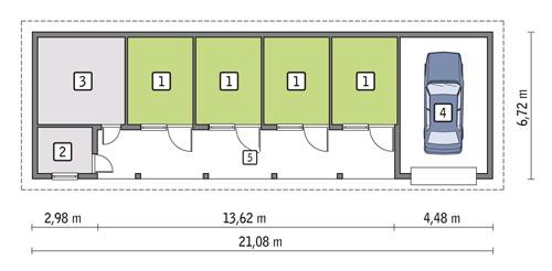 Rzut parteru POW. 122,8 m²
