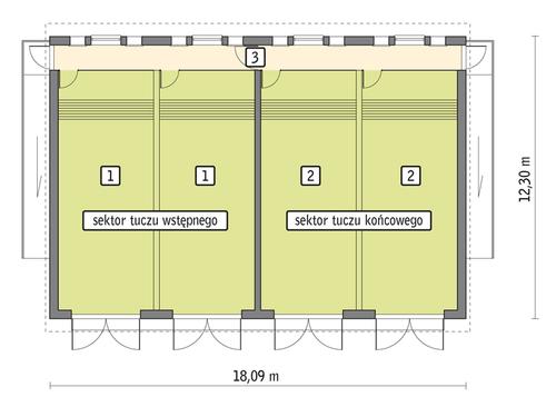 Rzut przyziemia POW. 191,9 m²
