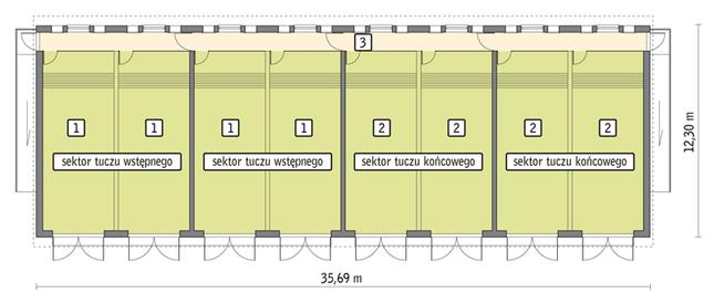 Rzut przyziemia POW. 383,8 m²