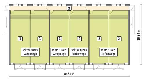 Rzut przyziemia POW. 424,2 m²