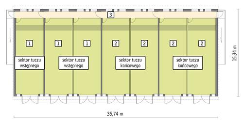 Rzut przyziemia POW. 494,4 m²