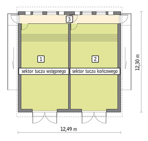 Rzut przyziemia POW. 132,9 m²