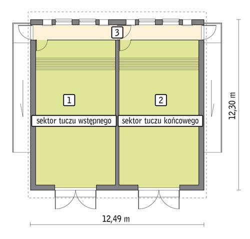 Rzut przyziemia POW. 132,9 m²