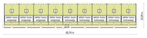 Rzut przyziemia POW. 1 170,0 m²