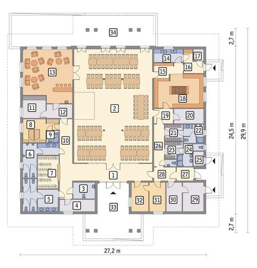 Rzut parteru POW. 561,3 m²