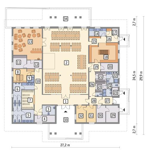 Rzut parteru POW. 561,3 m²