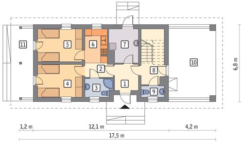 Rzut parteru POW. 58,7 m²
