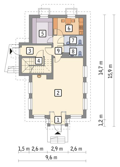 Rzut parteru POW. 98,4 m²