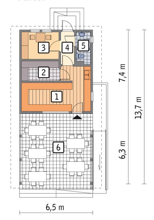 Rzut parteru POW. 39,6 m²