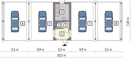 Rzut parteru POW. 140,9 m²