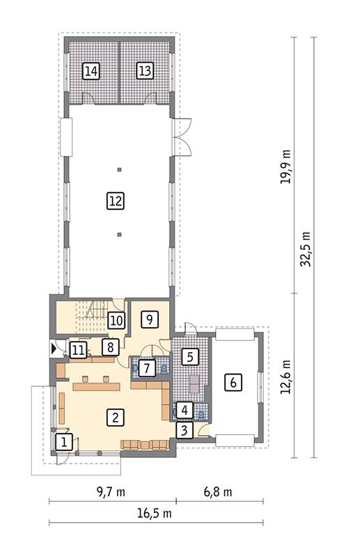 Rzut parteru POW. 290,7 m²