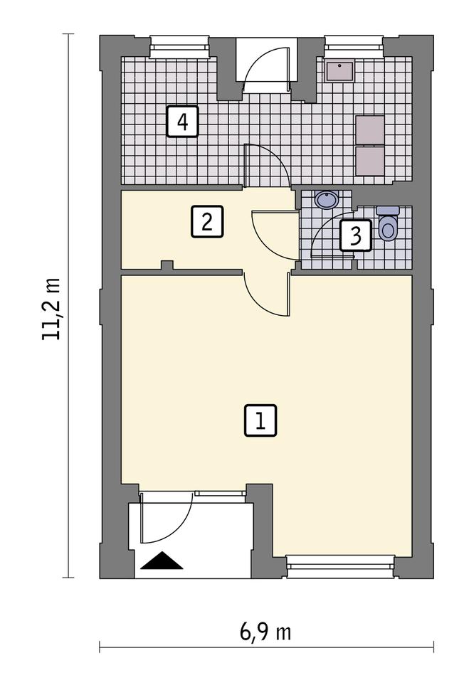 Rzut parteru lustro: wariant 1 POW. 51,4 m²