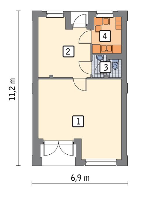 Rzut parteru lustro POW. 51,9 m²