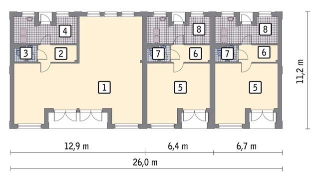Rzut parteru POW. 211,3 m²