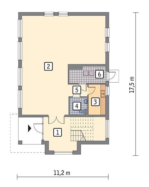 Rzut parteru POW. 136,9 m²