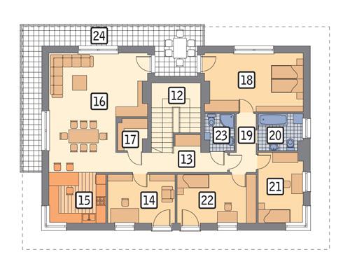 Rzut piętra POW. 167,4 m²