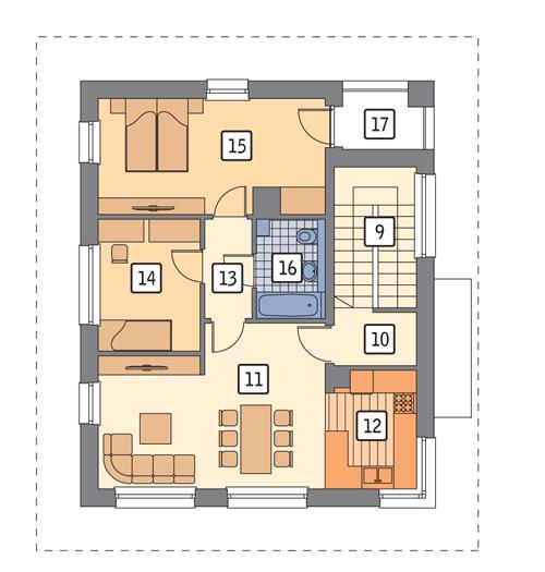 Rzut piętra POW. 78,3 m²