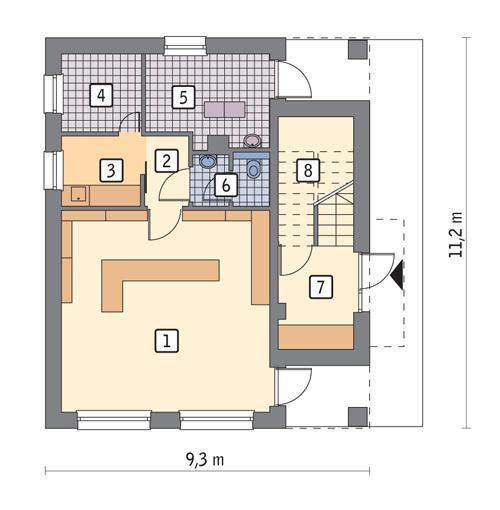 Rzut parteru POW. 69,4 m²