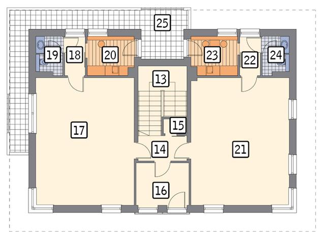 Rzut piętra POW. 142,8 m²