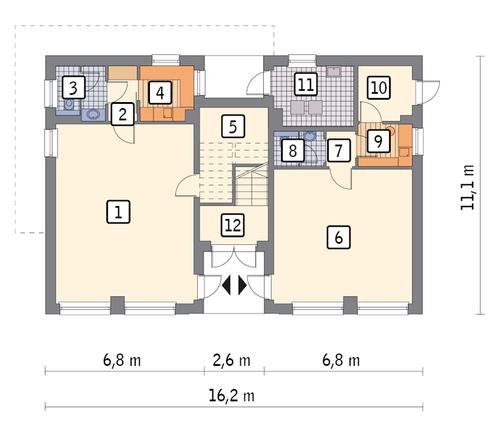Rzut parteru POW. 129,3 m²