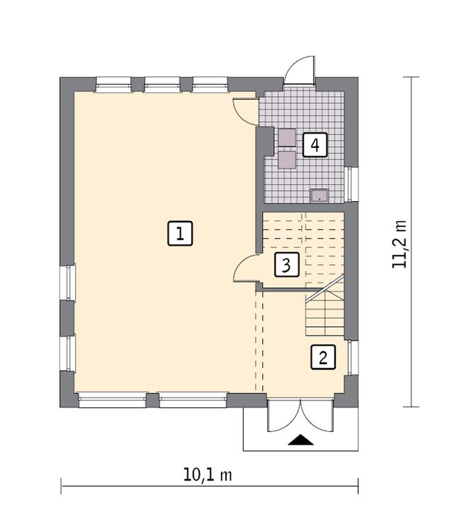 Rzut parteru POW. 87,8 m²