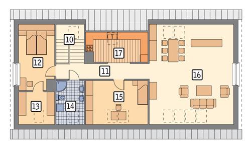 Rzut poddasza lustro POW. 127,7 m²