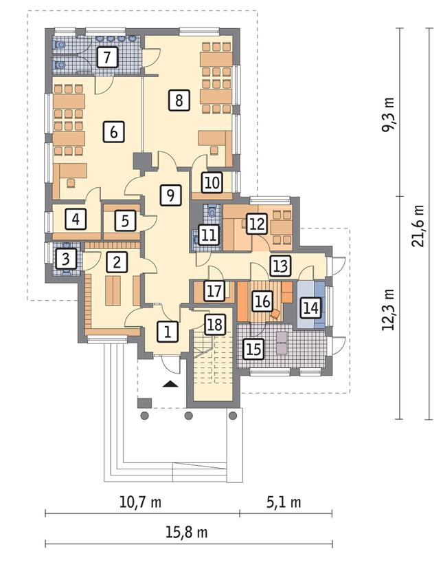 Rzut parteru POW. 189,0 m²