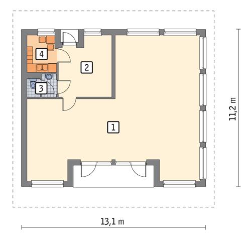 Rzut parteru POW. 107,9 m²