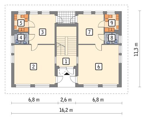 Rzut parteru POW. 134,0 m²