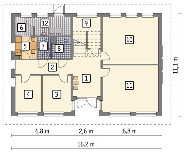 Rzut parteru POW. 139,3 m²