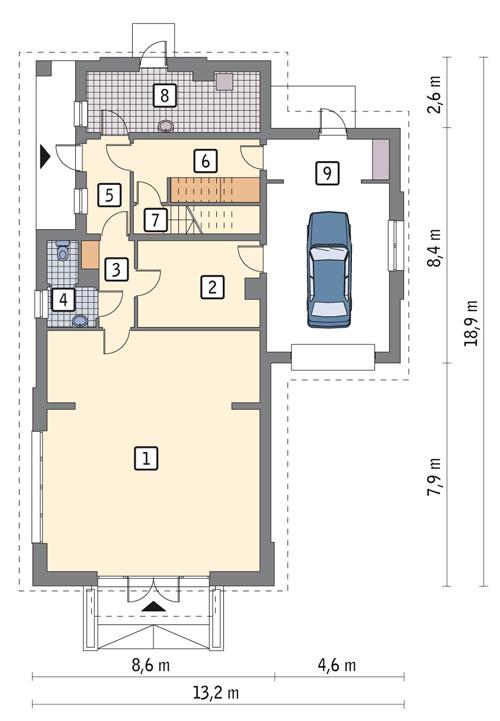Rzut parteru POW. 147,1 m²