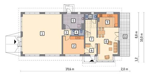 Rzut parteru POW. 144,7 m²