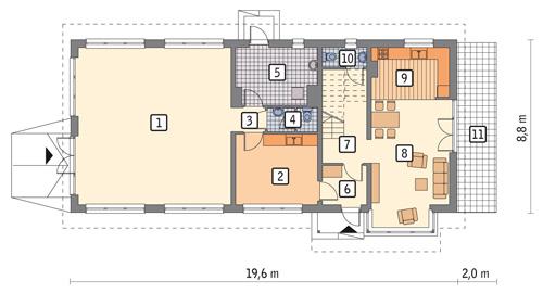 Rzut parteru POW. 144,1 m²