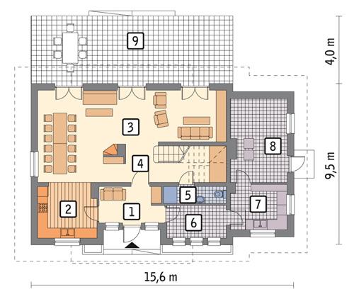 Rzut parteru POW. 111,5 m²