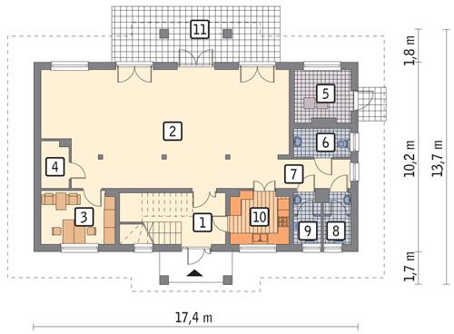 Rzut parteru POW. 138,4 m²