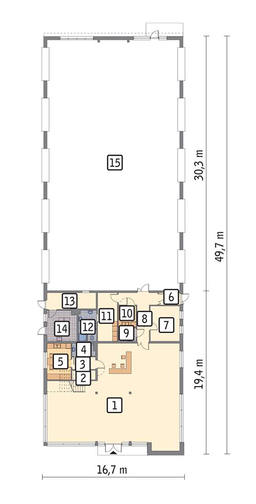 Rzut parteru POW. 733,5 m²