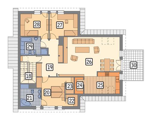 Rzut poddasza lustro POW. 156,4 m²