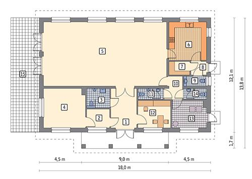 Rzut parteru POW. 177,7 m²