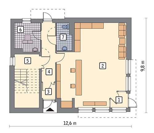Rzut parteru POW. 91,6 m²