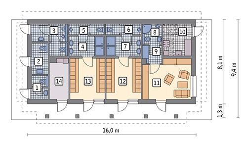 Rzut parteru POW. 94,9 m²
