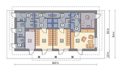Rzut parteru POW. 94,9 m²
