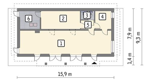 Rzut parteru POW. 99,3 m²