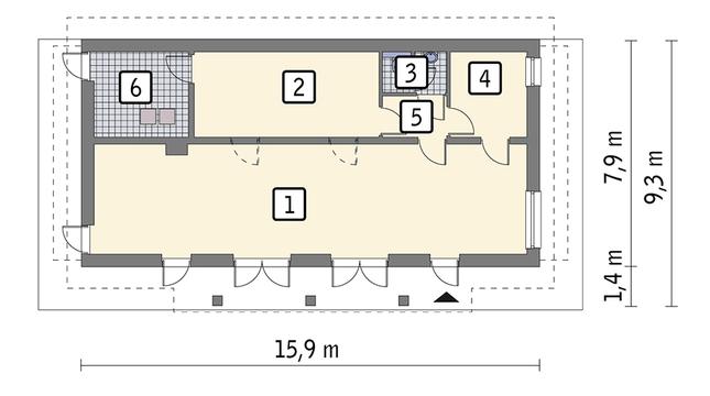 Rzut parteru POW. 99,3 m²