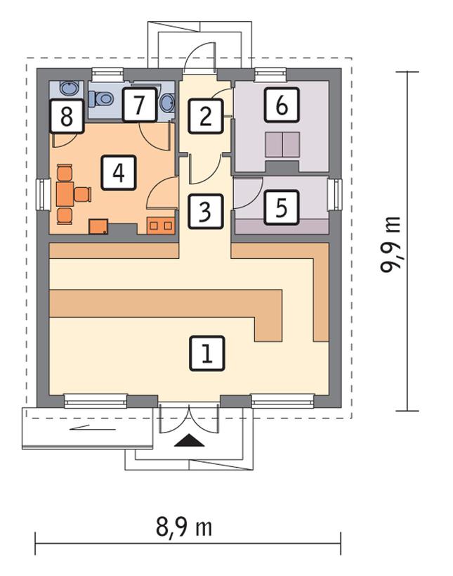 Rzut parteru POW. 67,7 m²