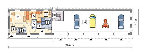 Rzut parteru POW. 201,8 m²