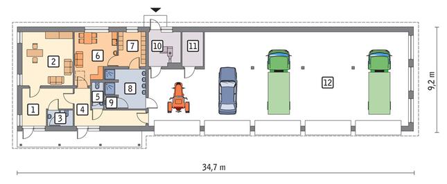 Rzut parteru POW. 264,7 m²
