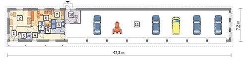 Rzut parteru POW. 281,3 m²