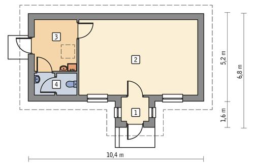Rzut parteru POW. 44,0 m²