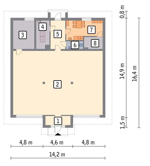 Rzut parteru POW. 182,7 m²