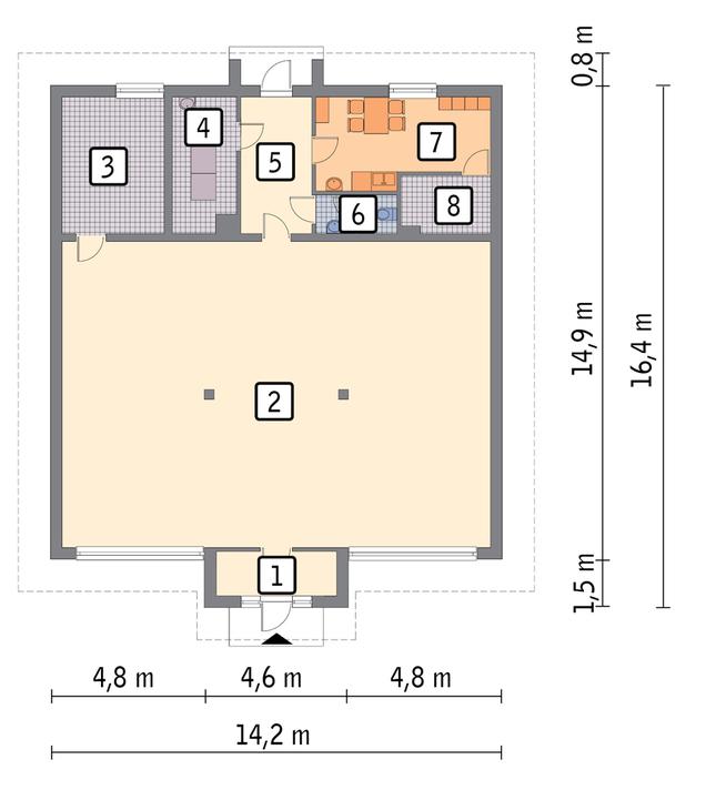 Rzut parteru POW. 182,7 m²